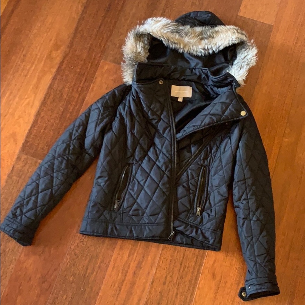 Banana republic fur trimmed quilted bomber